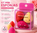 Kit Mini Esponjas de Maquiagem - Esponjinha para Base, Corretivo e Pó (Conjunto Prático)