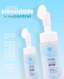 Mousse de Limpeza Facial Antioleosidade Skin Control Forever You 150ml - 4 em 1 com Escova de Massagem