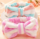 Faixa Tiara De Cabelo Para Skincare e Maquiagem Atoalhada Com Laço Macia