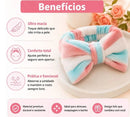 Faixa Tiara De Cabelo Para Skincare e Maquiagem Atoalhada Com Laço Macia
